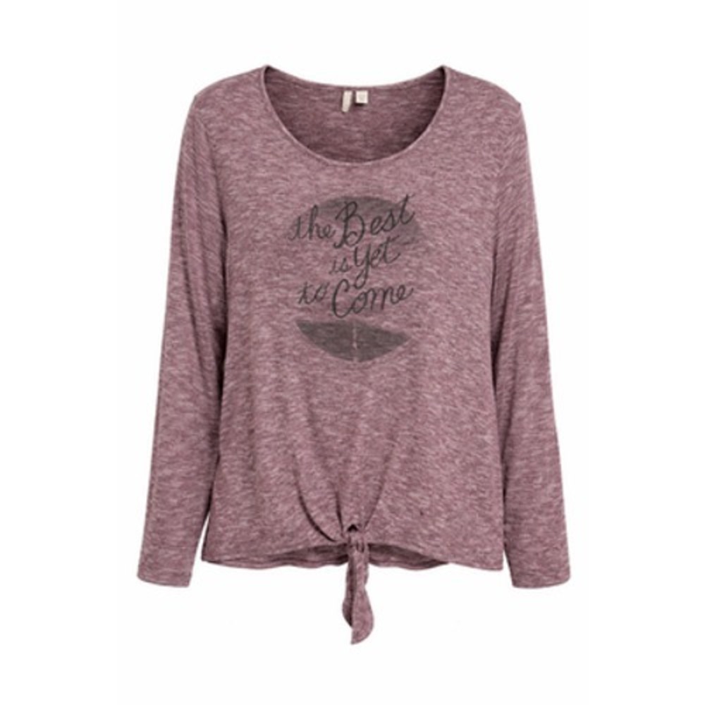 EST.‎ 1946 Plum Graphic Tie Front Top 18/20W Casual Long Sleeve Shirt Comfy Cute